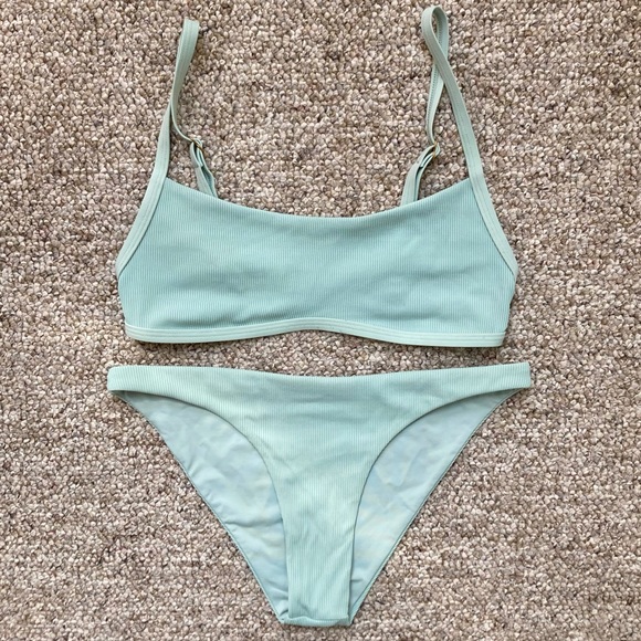 L*SPACE Gemma Ribbed Bikini in Light Turquoise - Small - Picture 3 of 16